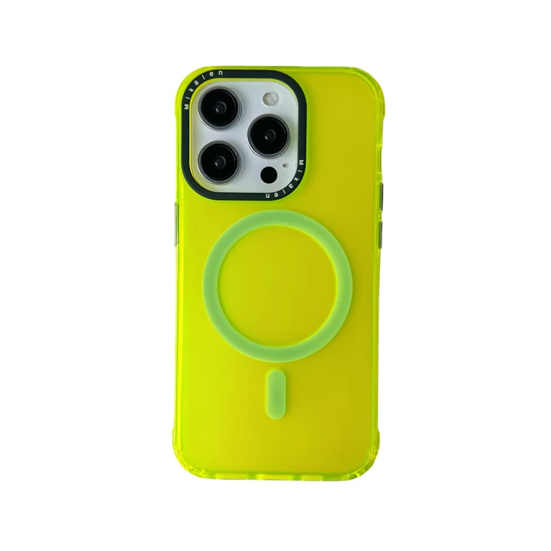 Trendy Neon Color Wireless Charging MagSafe Case for iPhone 16 15 16Pro 15Pro 14Pro 13Pro Max Anti Drop Frosted Protective Cover