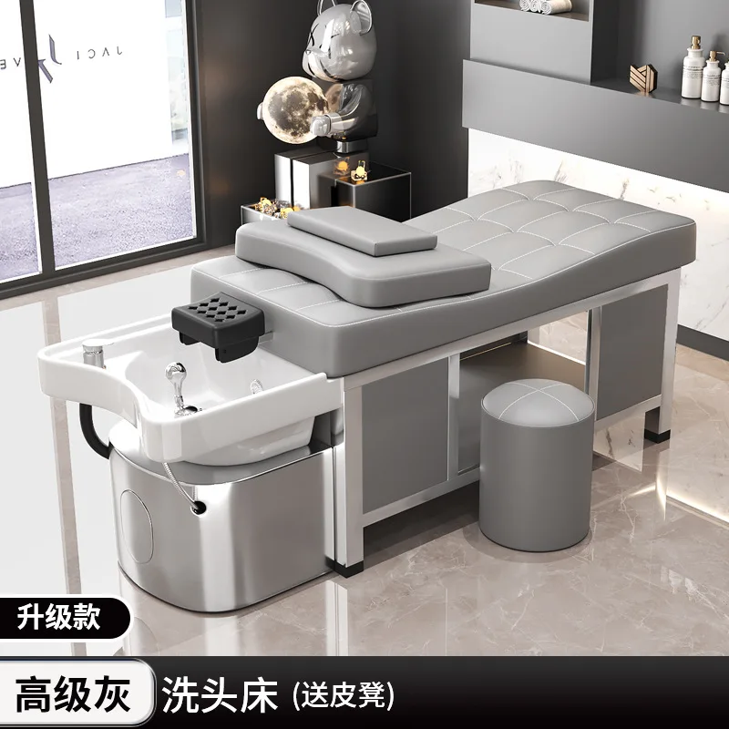 Massage Foot Shampoo Chairs Bed, Ceramic Basin beauty Hair Salon Bed Water Circulation Massage Table Bed Special Head Therapy