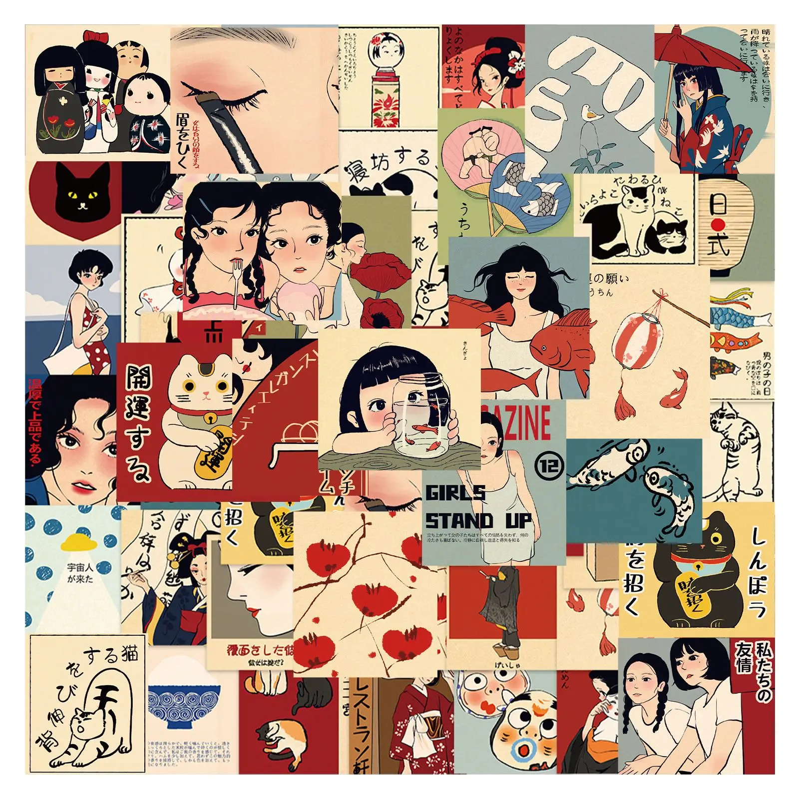 10/30/50pcs Vintage Classic Japanese Anime Scrapbook Stickers DIY Diary Laptop Luggage Skateboard Graffiti Decal Classic Toys