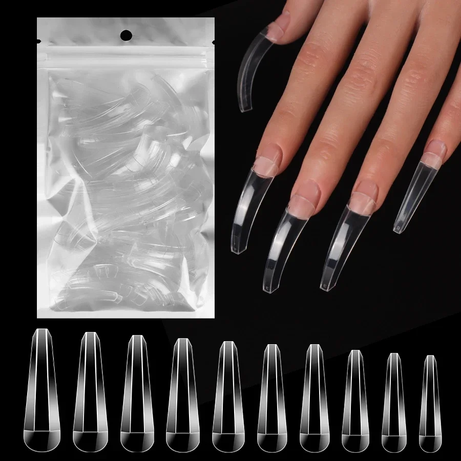 Low Price Fashion Acrylic Half Cover False Nail Design Long Curved Hook DIY Press on Nails Reusable Women Beauty