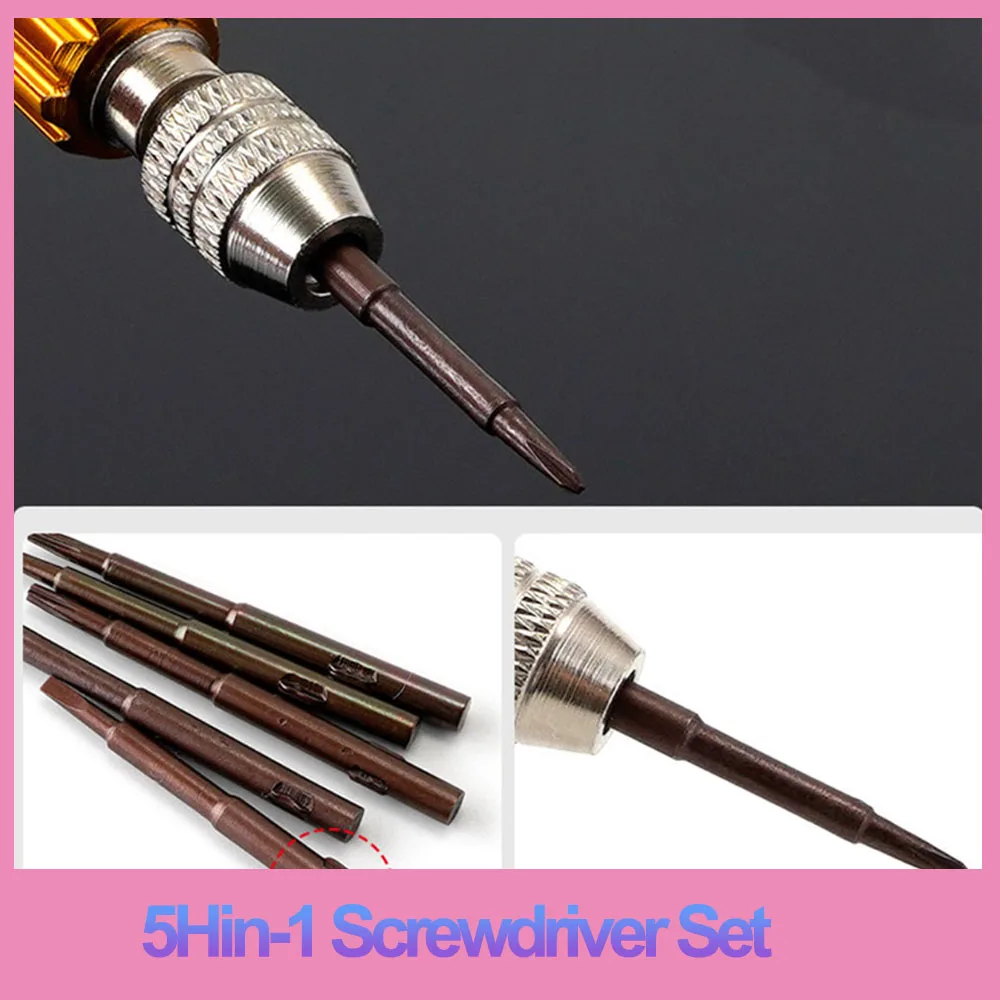 Magnetic 5-in-1 Screwdriver Set Multifunctional Mini Hand Tool For Glasses Phone Electronic Device Repair