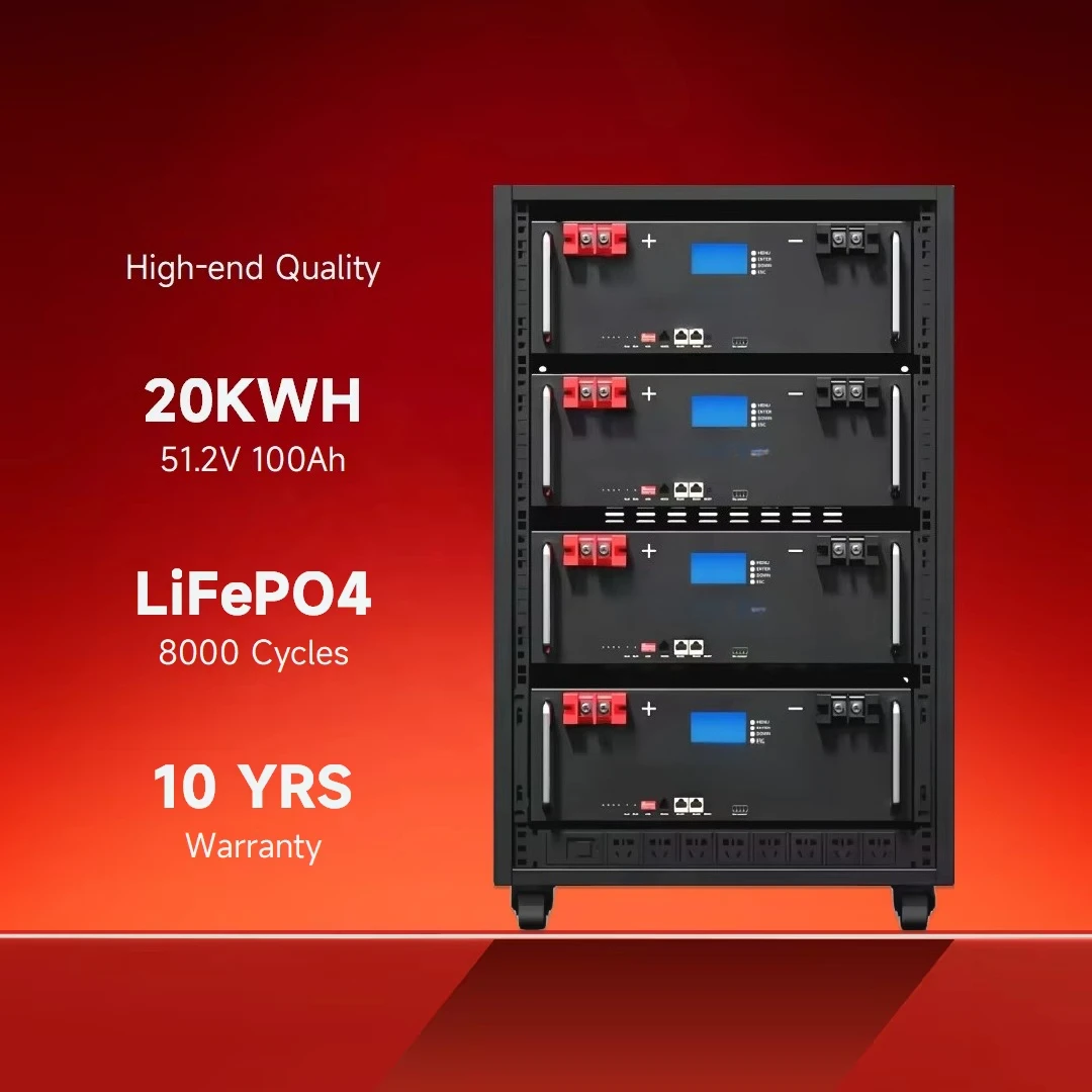 48V 200AH Rack Module Package Lifepo4 Solar Lithium Battery ESS 40KWH 50KWH 51.52v Deep Cycle Energy Storage System