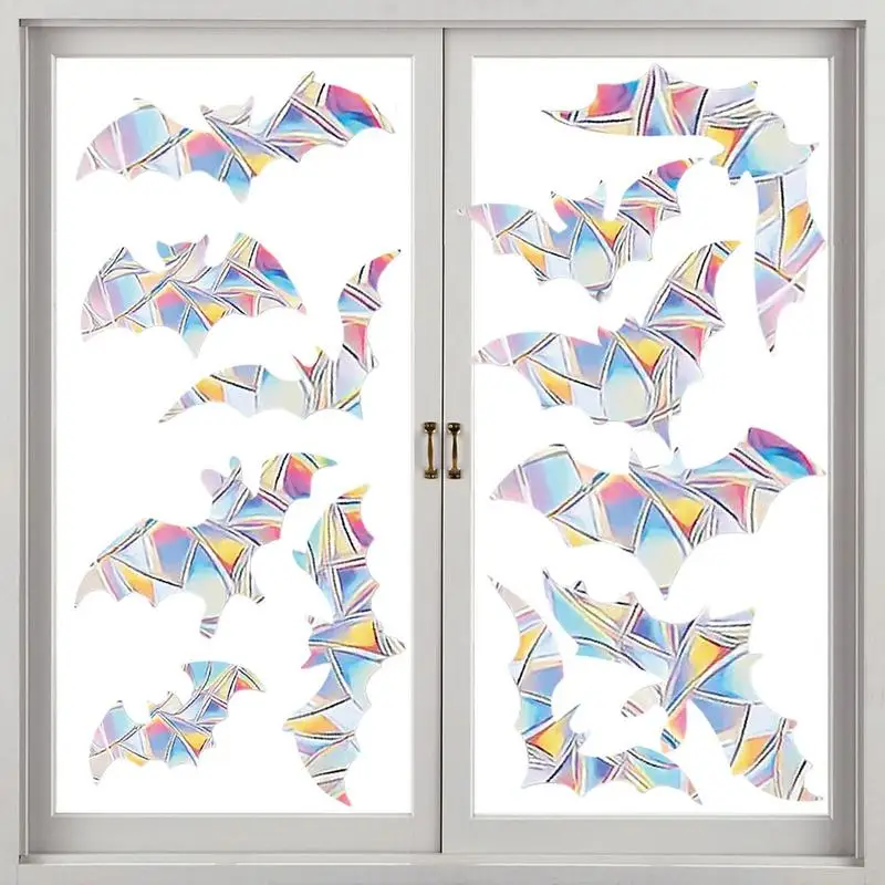 Prism bat window stickers Halloween bat anti-collision window stickers for home holiday wall decoration