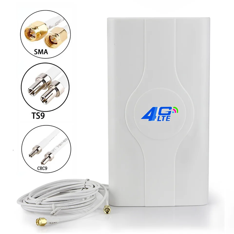 38dbi 4G 3G LTE Antenna 700-2700mhz Mobile Panel Antenna TS9 CRC9 SMA Male Cable 2m 6.56ft For 3G 4G Booster Router Modem