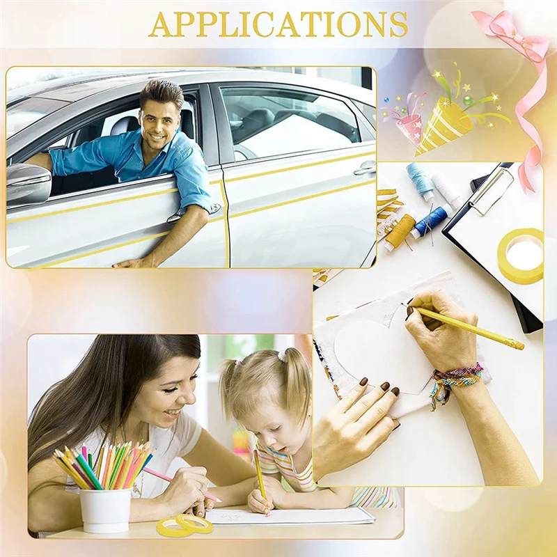 6 Rolls Fine Line Tape 1/16,7/10,1/8,1/4,1/2,3/4 Inch x 55Yard, Fineline Masking Tape, Painters Automotive Masking Tape TQ