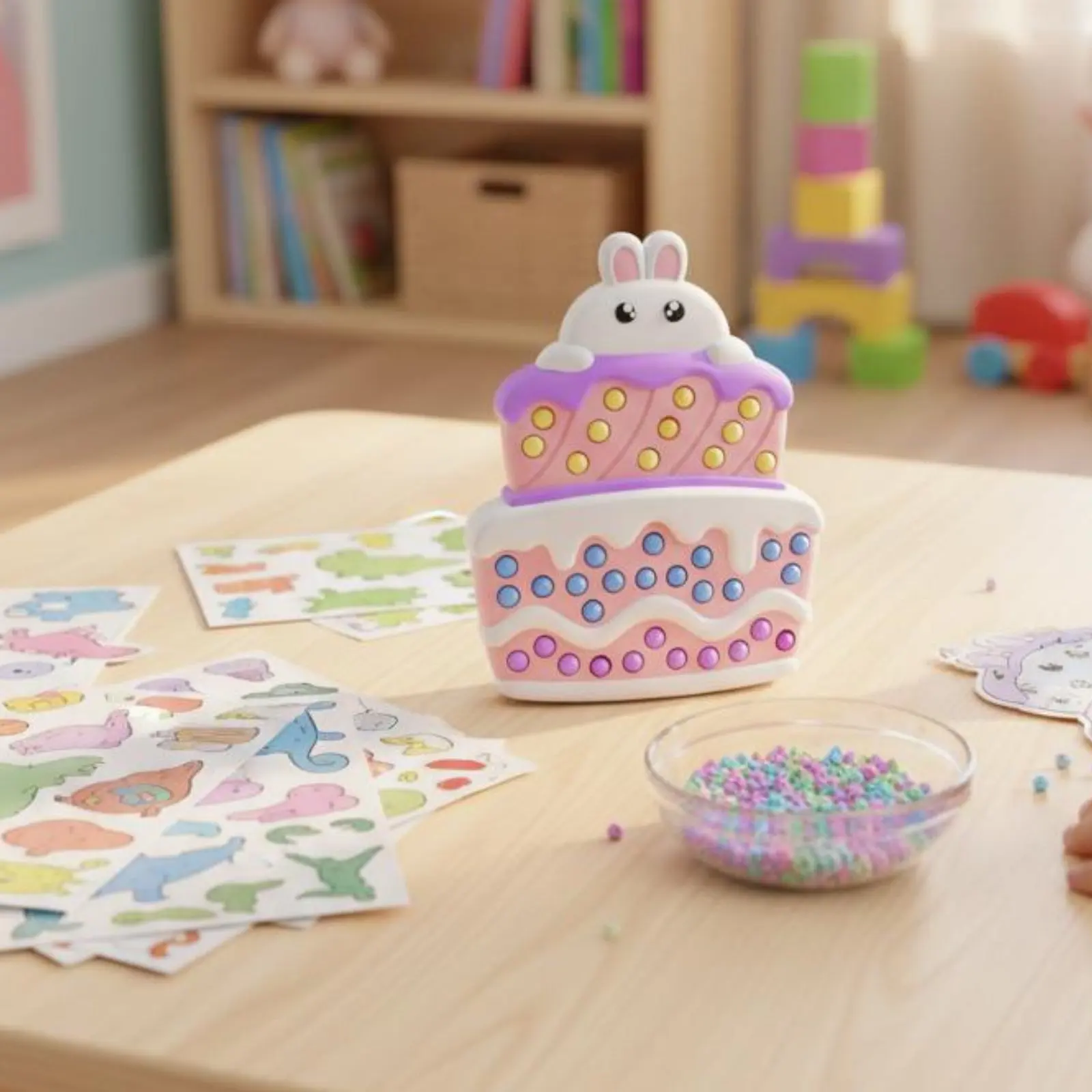 Point Bead Art Kit Stress Relief Bead Dotting Pen Toy Snap Beads Art Toy No Glue Needed for Children