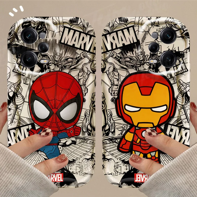 Marvel Spider Man Iron Man 3D Wave Case For Xiaomi Redmi 12 12C 12R 11A 13C 10 10C 10X 9 Power 9A 9C 9T 8 K70E K70 K60 K50 Pro