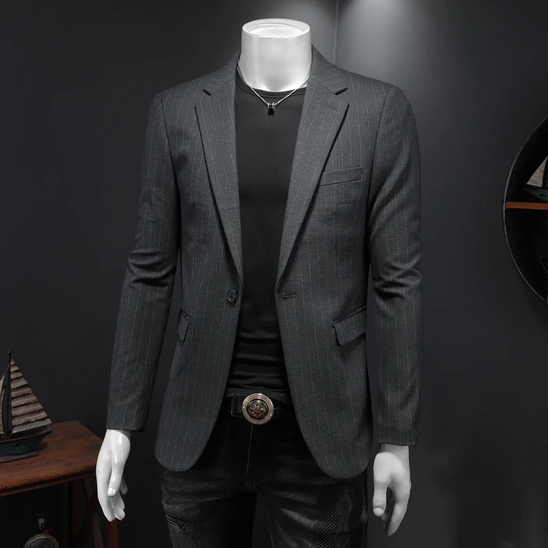 Single Button Slim Fit Blazers For Men Business Casual Easy Care Four Seasons Quality Draping Cutting Suits Coat Terno Masculino