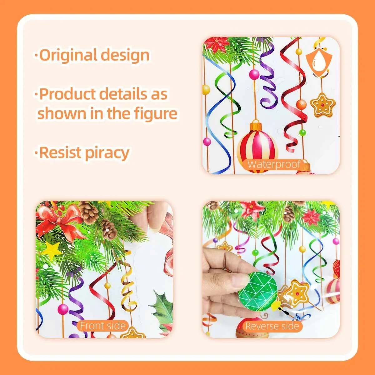 Christmas Decorations Clings PVC Stickers for Home Window Decals Electrostatic New Year Xmas Room Decor Stickers Double-sided