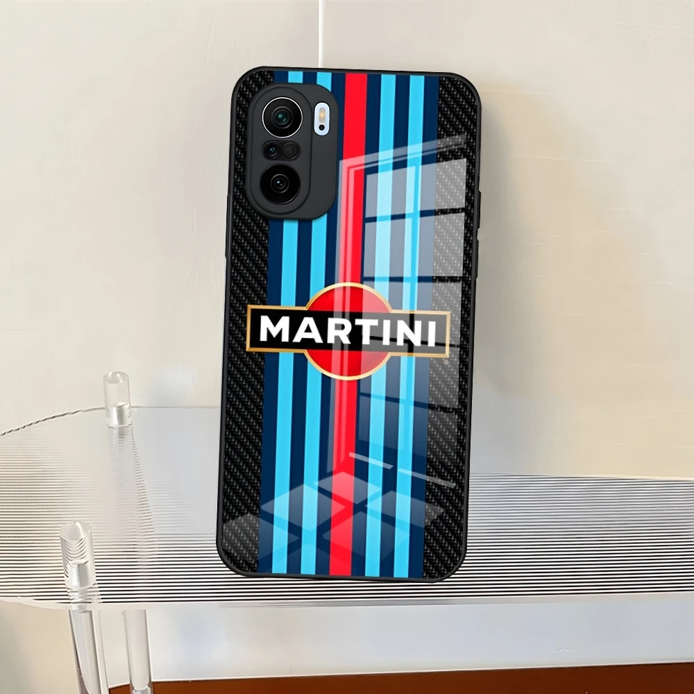 Martini Racing Horizontal Stripe Phone Case For Redmi 13 12 13c 12c Note 13 Pro Plus 11 12 Pro 10 12s 11s Glass Back Cover