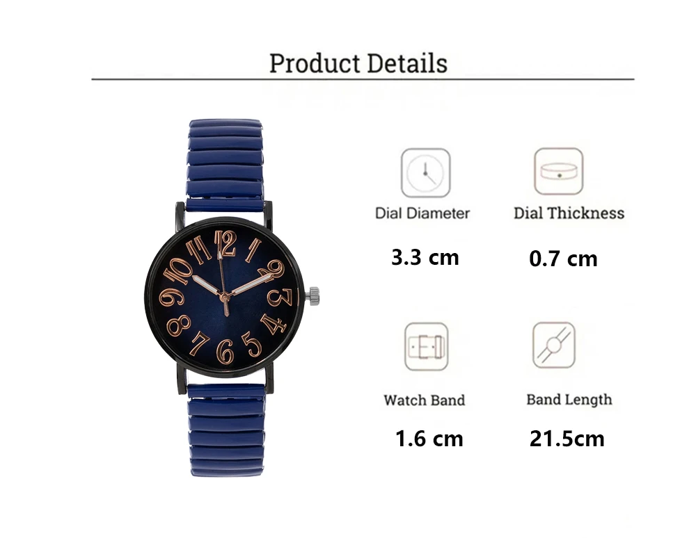 Роскошные женские часы, модные женские наручные часы с эластичным стальным ремешком Королевского синего цвета, повседневные спортивные простые кварцевые часы для женщин