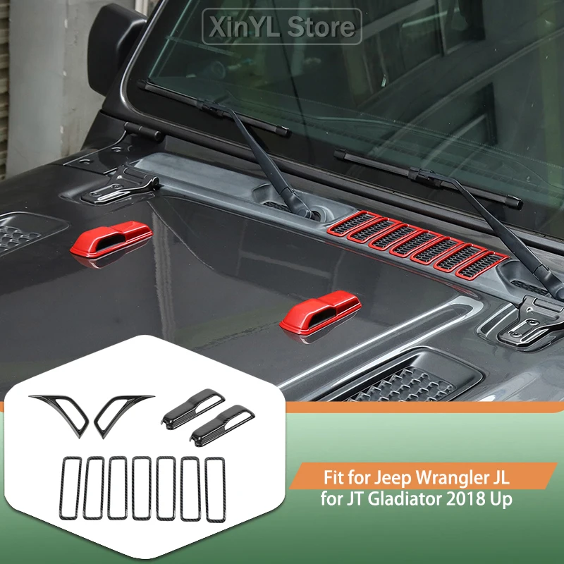 

Car Front Fender Cover Hood Protective Decoration Air Intake Stickers For Jeep Wrangler JL JT Gladiator 2018 up Accessories