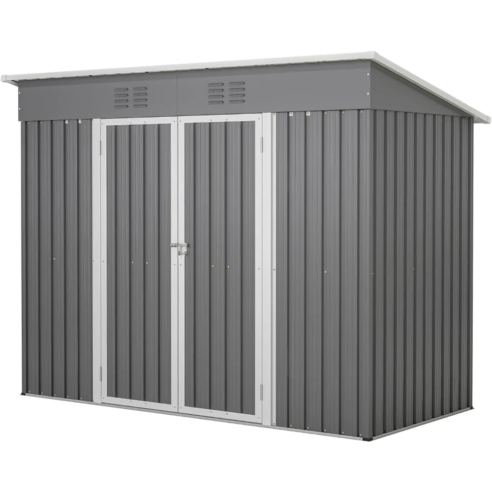 

4'x8' Metal Shed Outdoor Storage Shed,Metal Steel Utility Tool Shed Storage House with Double Lockable Doors and Air Vent for Ba