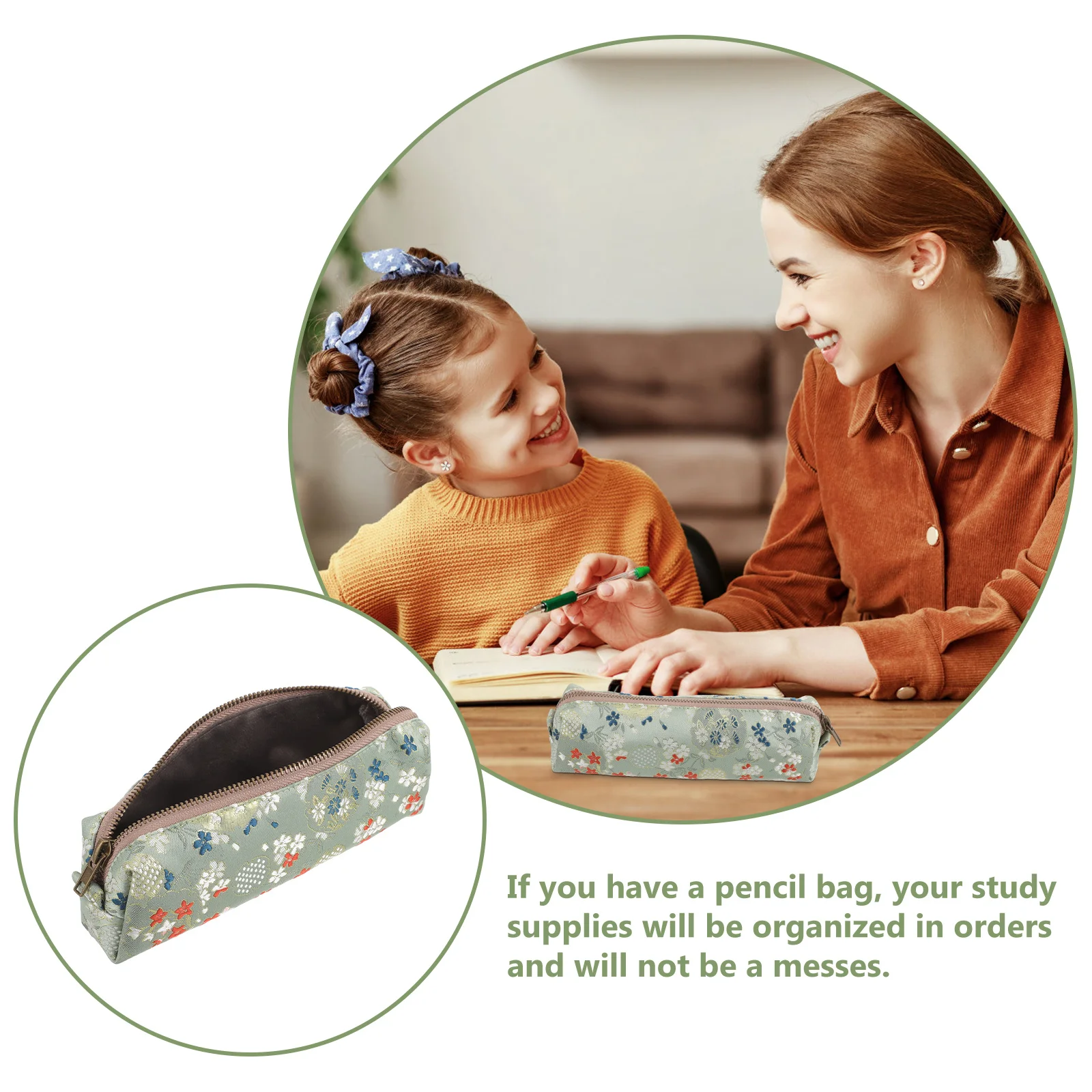 حقيبة القلم المحمولة الأرجواني الصفصاف التطريز مقلمة سعة كبيرة للطلاب ماكياج قلم رصاص المنظم حقيبة أدوات مكتبية المدرسة