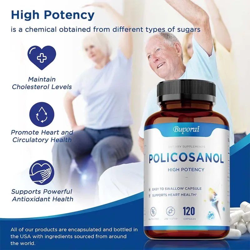 

Policosanol Capsules - Natural Joint Support, Relieve Leg Pain, Blood Circulation, Antioxidant Supplement