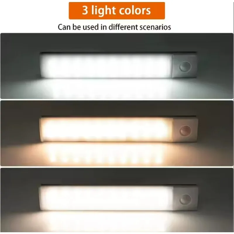 Led Closet Lamp Wireless Magnetic Dimmable USB Rechargeable Wall Motion Sensor Night Lamp Under Touch Switch Cabinet Lights