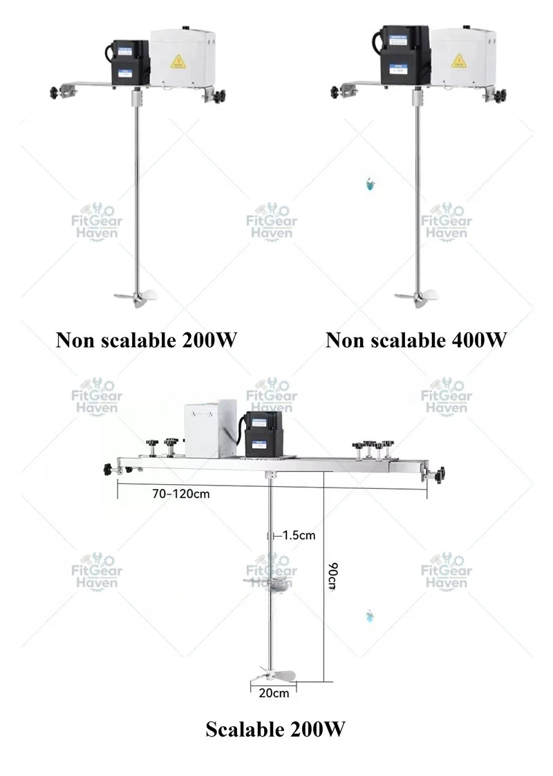 Professional 220V Electric Horizontal Liquid Mixer 200W Stainless Steel Stretchable Agitator