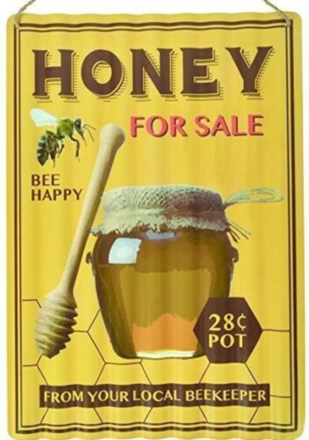 Honey For Sale Tin Sign Art Wall Decoration,Vintage Aluminum Retro Metal Sign,Honey for Sale, Bees Decoration And Sales Signs