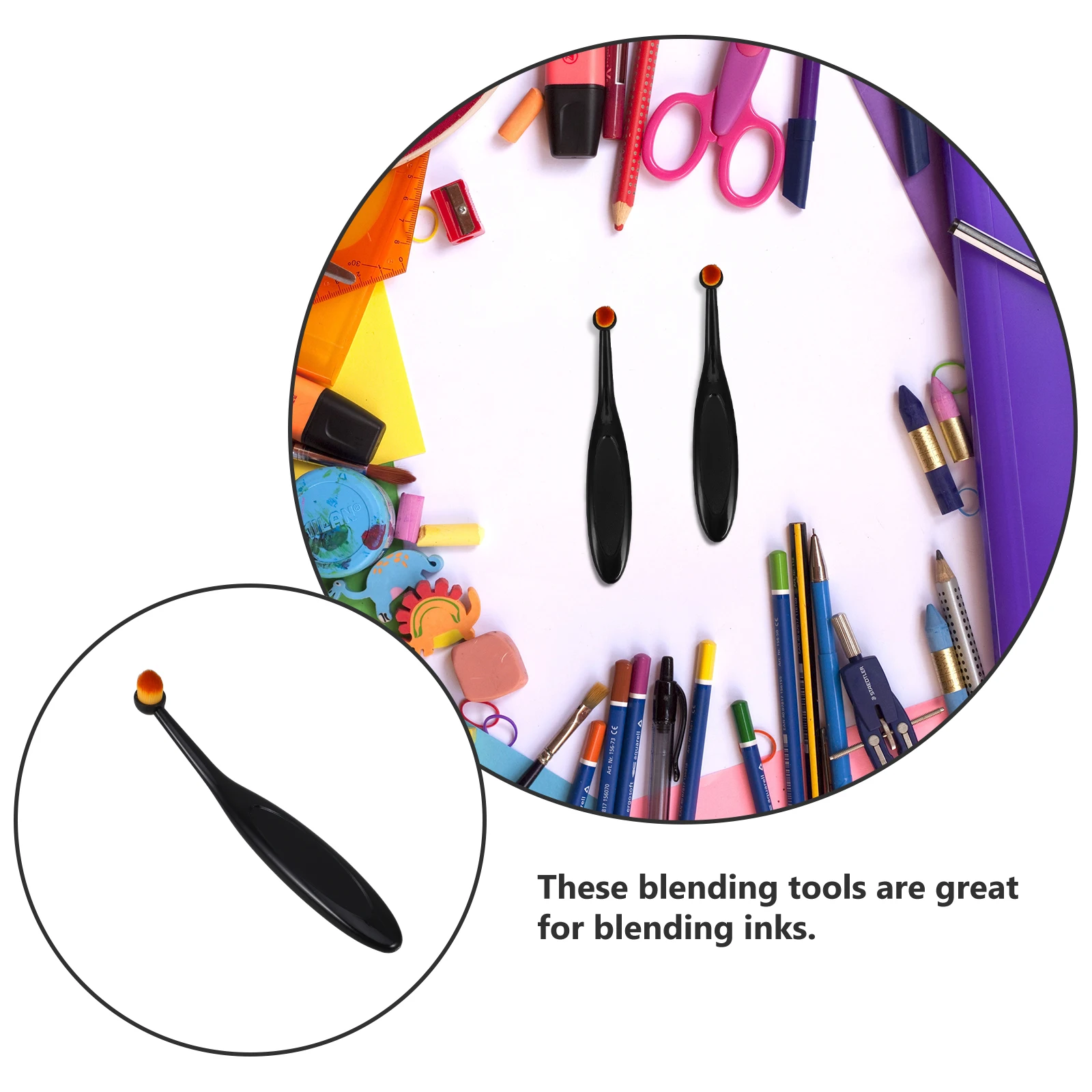 5pcs Ink Mixing Brush Soft Bristles Blending Tools for Card Making Crafts Drawing Mini Blender Background Projects Painting