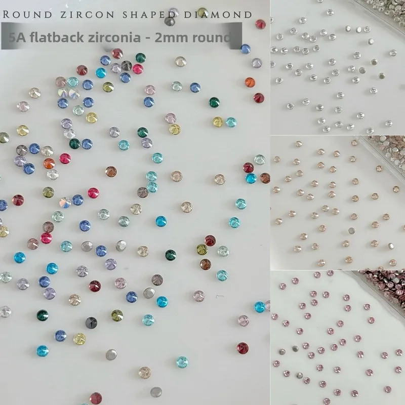 100pcs Round Zircon Nail Art Rhinestones Sparkly 5A Flatback Irregular DIY Hand Made Mosaic Wearable Nail Charms Accessories