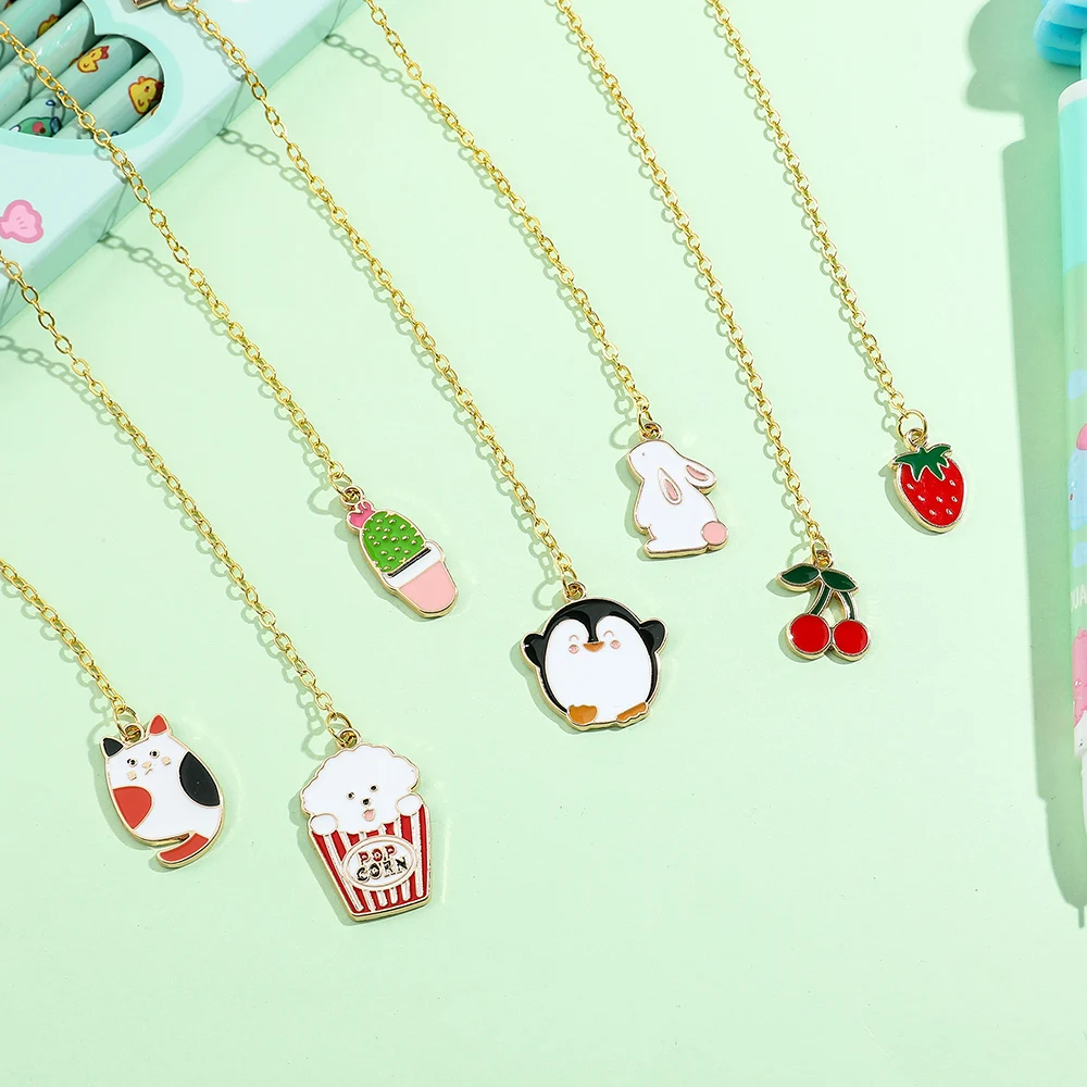 حامل كتب بإشارة مرجعية على شكل قلادة كرتونية لطيفة وبسيطة، أفضل هدية للطلاب لعشاق الكتاب كأداة قراءة.