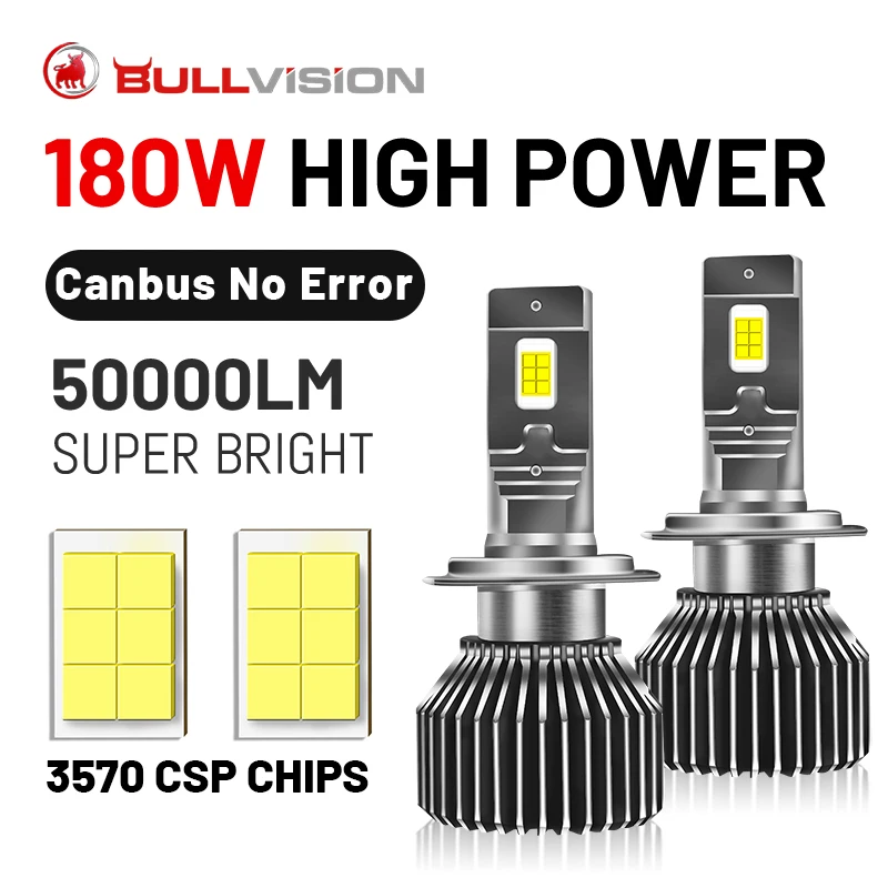 

50000LM H7 H4 H11 LED Headlights K5C 180W H1 H8 H9 9005 9006 HB3 HB4 6000K 3570 CSP Chips Canbus No Error For Lenses DUALVISION