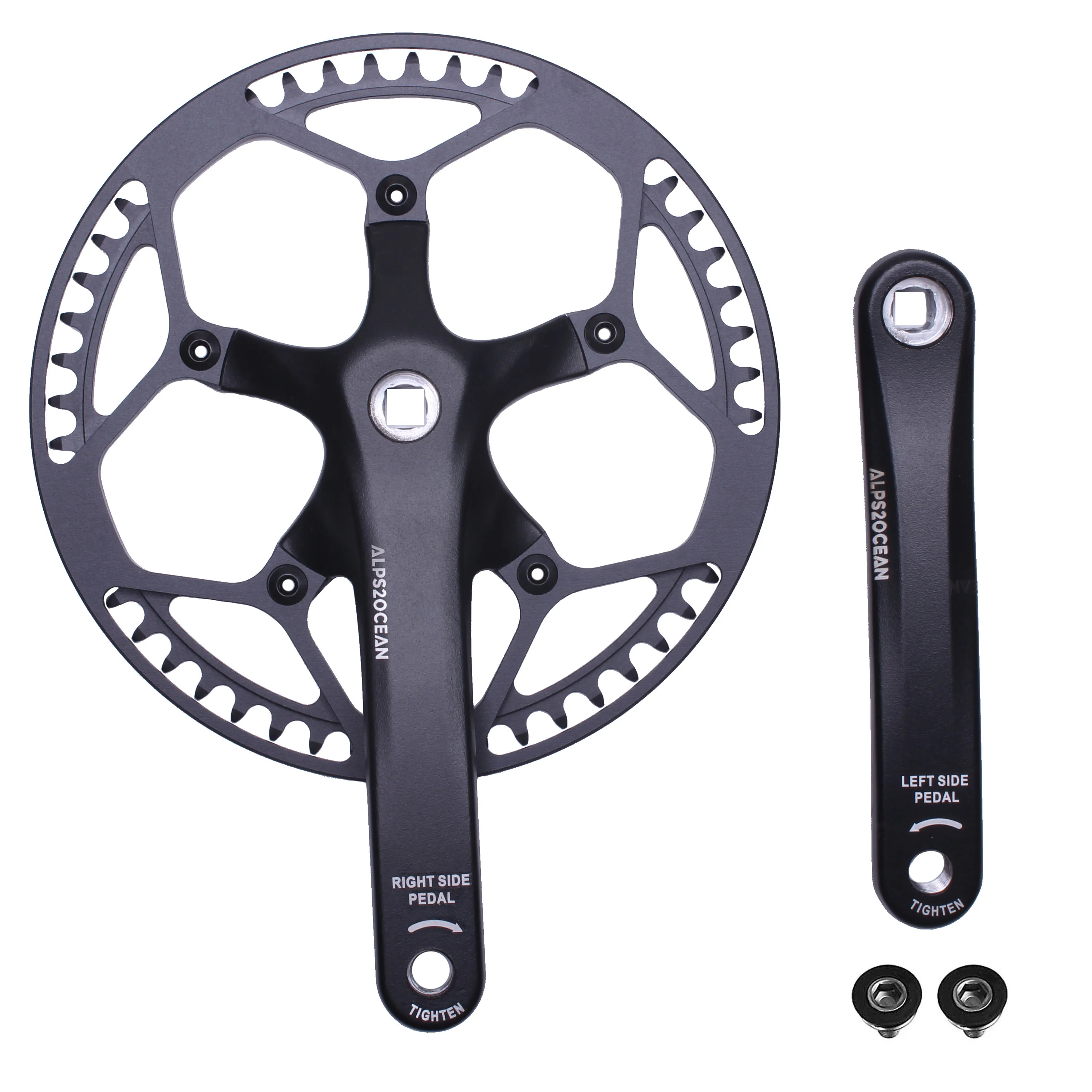 

Alps2Ocean 130MM BCD 52T/54T/56T/58T/60T 140MM/152MM/160MM/165MM/170MM/175MM Single Speed Universal Crankset for MTB,Road Bike