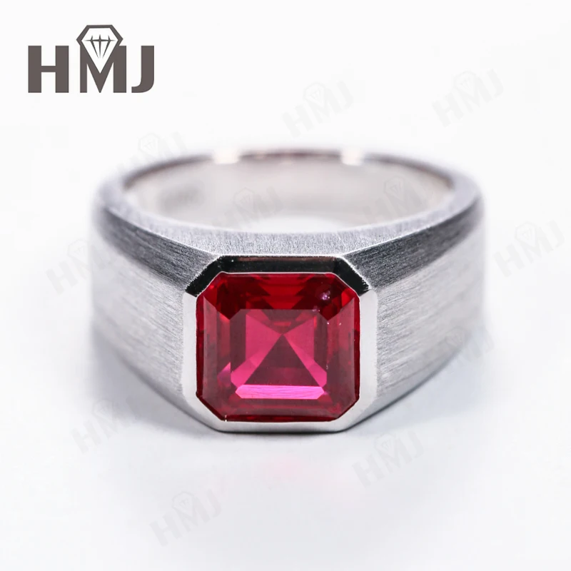 

Moissanite Lab Grown Gemstone Ring Asscher Cut Moissanite Ruby Sapphire Colombian S925 Woman Man Anniversary Party Daily Charms