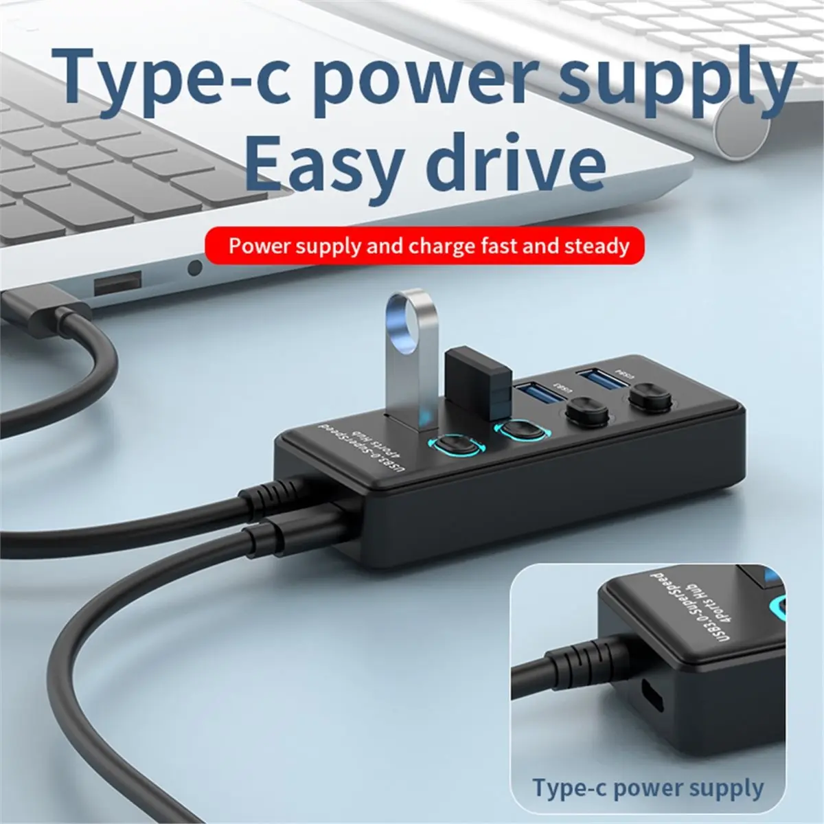 【CYBER MONDAY】4 Ports USB 3.0 Hub High Speed USB Splitter with Switch USB Extender for Laptop PC U Disk Mouse Keyboard 5Gbps Dat