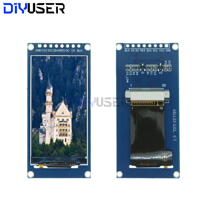 DIYUSER 1.9 Inch IPS Full Angle TFT Display Screen LCD Screen Color Display Module SPI Serial Port High-definition 170x320