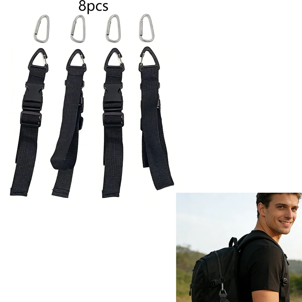 8Pcs Outdoor Travel Carabiners, Hiking Backpack Lanyards, Mountaineering Bag Straps, Carabiner Straps, Outdoor Hiking Backpack Accessories