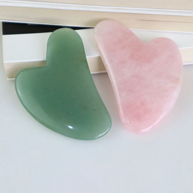 Rose Quartz Jade Guasha Massage Tool Natural Stone Scraper Chinese Gua Sha Board Face Massager Neck Back Body Facial Scraping