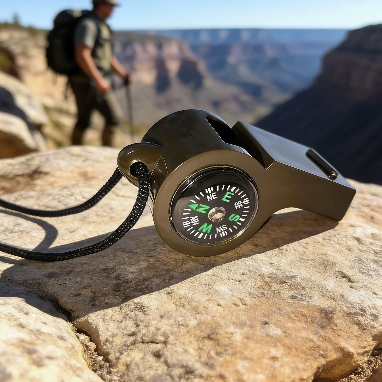 Emergency Survival Whistle 3-in-1 Emergency Whistles with Compass Thermometer Loud Safety Whistle Lanyard for Outdoor Hiking edc