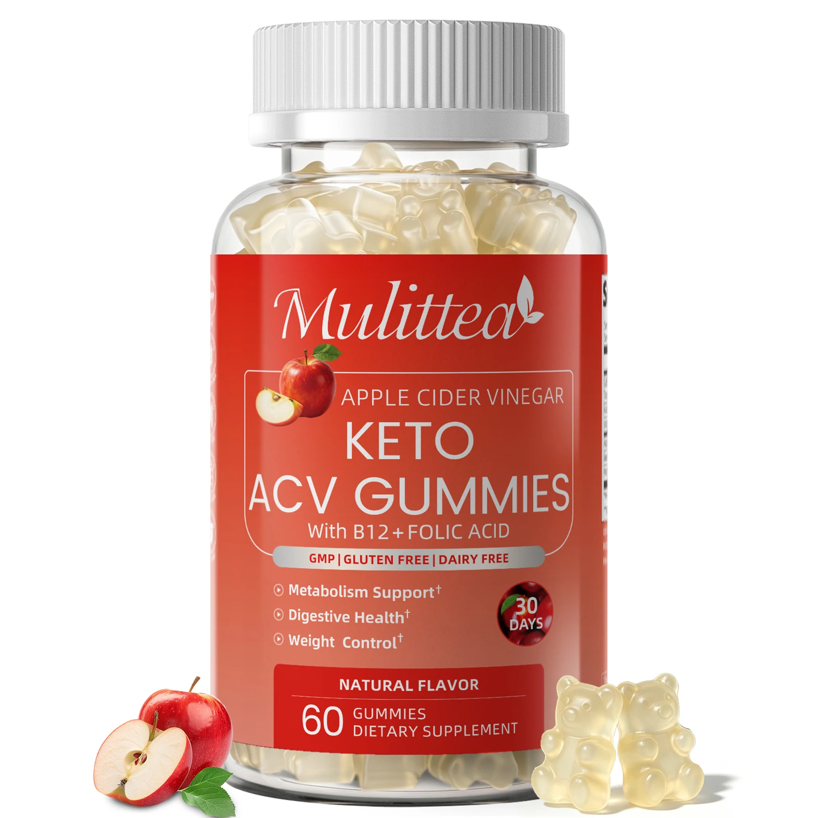 Mulittea Keto Gummies for Woman and Men Weight Control Metabolism Support Digestive Health Relieve Bloating and Constipation