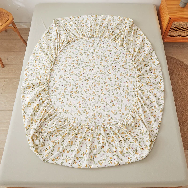 Floral Style Fitted Sheet Breathable Bedsheet постельное белье Soft Mattress Protector Home Bed Linen (Pillowcase Need Order)