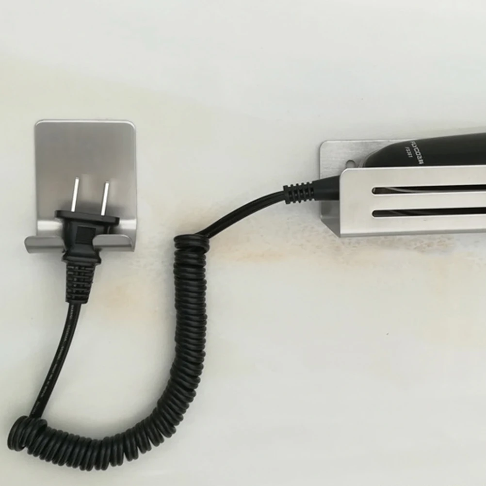 

4 Pcs Stainless Steel Hook Hair Dryer Organizer Punch-free Razor Hanger Rack Holder up