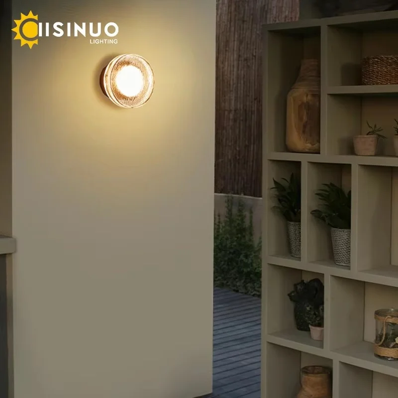 IP65 waterproof outdoor creative wall lamp, outer circular aluminum LED wall lamp, black light porch entrance decoration
