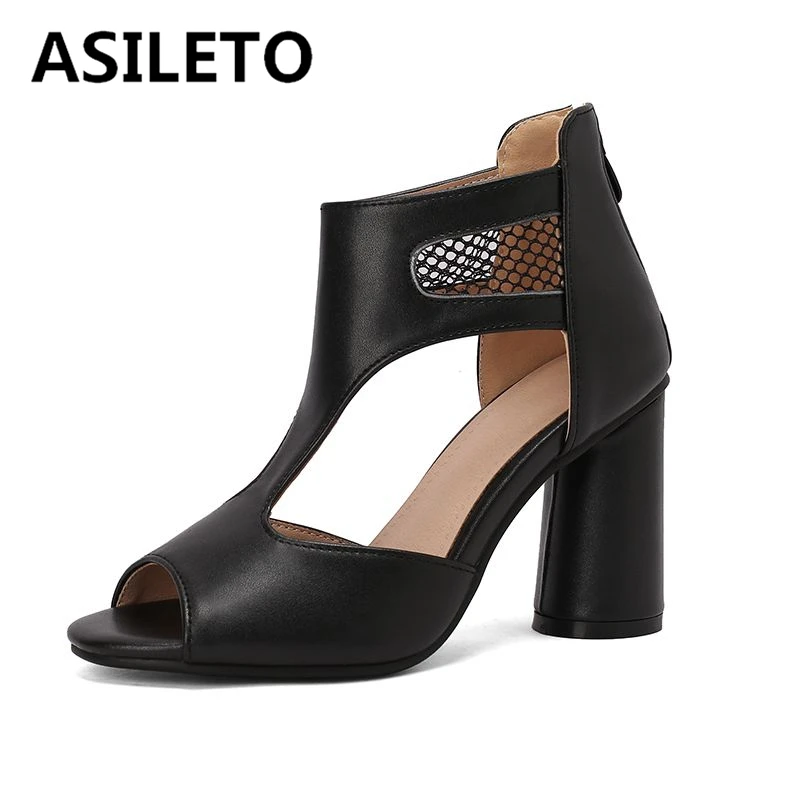 

ASILETO 2024, летние модные женские сандалии с открытым носком, круглые высокие каблуки, 9 см, на молнии, Φ 46 47 48, элегантная женская обувь для свиданий