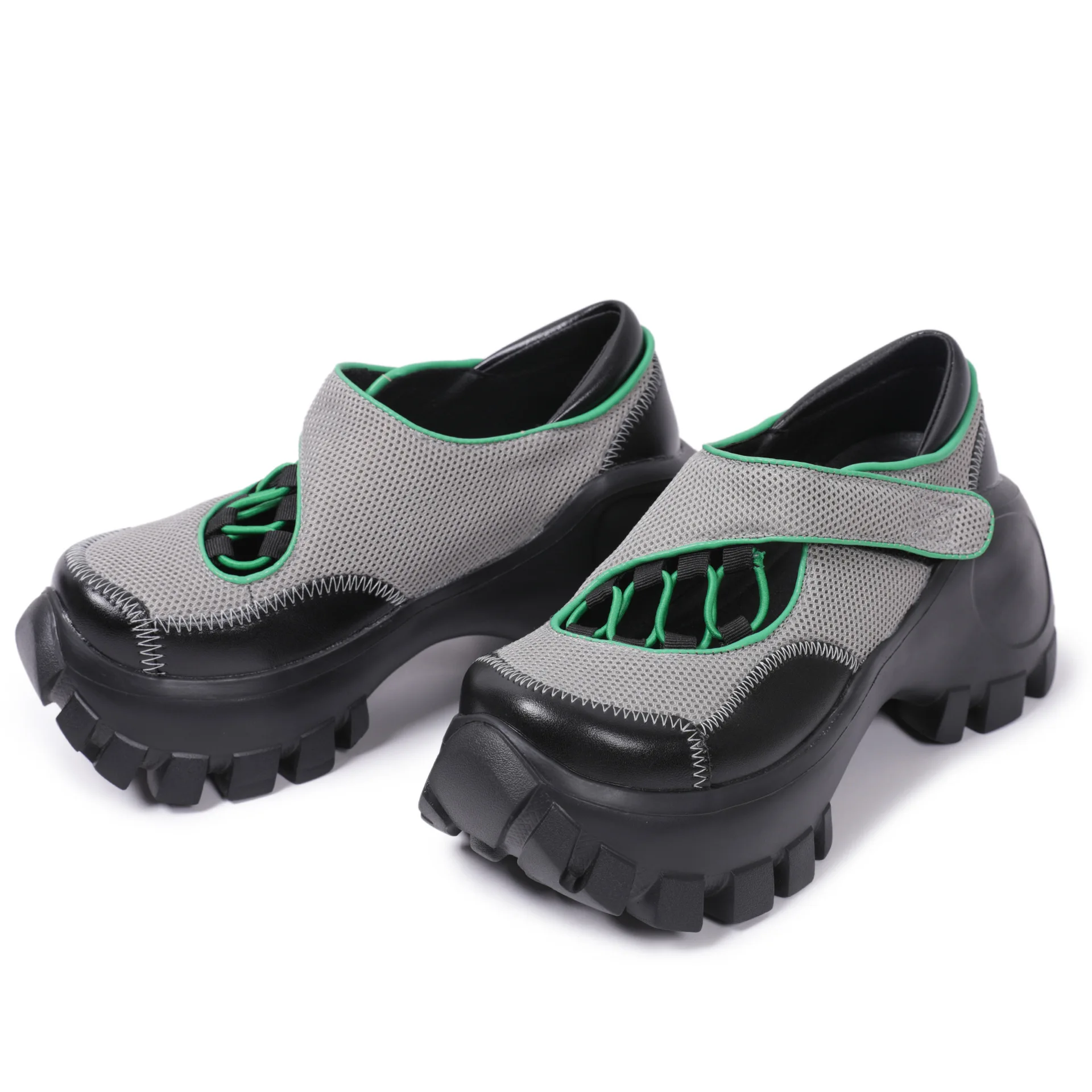 

Туфли Мэри Джейн, новинка лета 2025, туфли для кексов с полой липучкой, увеличивающие рост