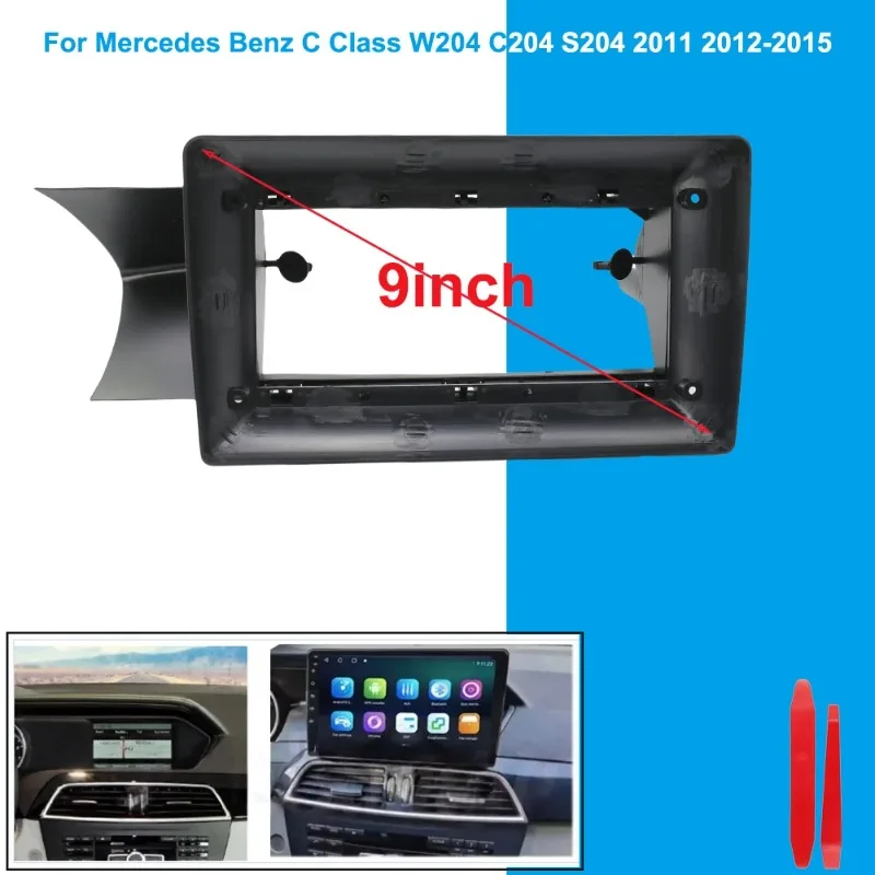 9 Inch Android Audio Car Frame Kit Cable Fascia Panel For Mercedes Benz C-Class W204 C204 S204 2011-2015 Canbus Audio Frame