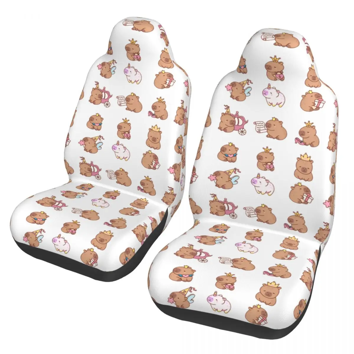 Kawaii Princess Capybara Pattern Universal Car Seat Cover Four Seasons AUTOYOUTH Car Seats Covers Polyester Car Accessories