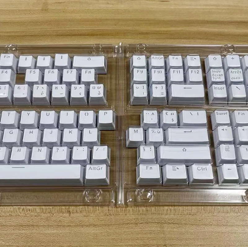 Tapa de tecla francesa translúcida, juego de teclas RGB ABS, perfil PBT OEM, Teclado mecánico para juegos, tapa de interruptor MX, 132 teclas