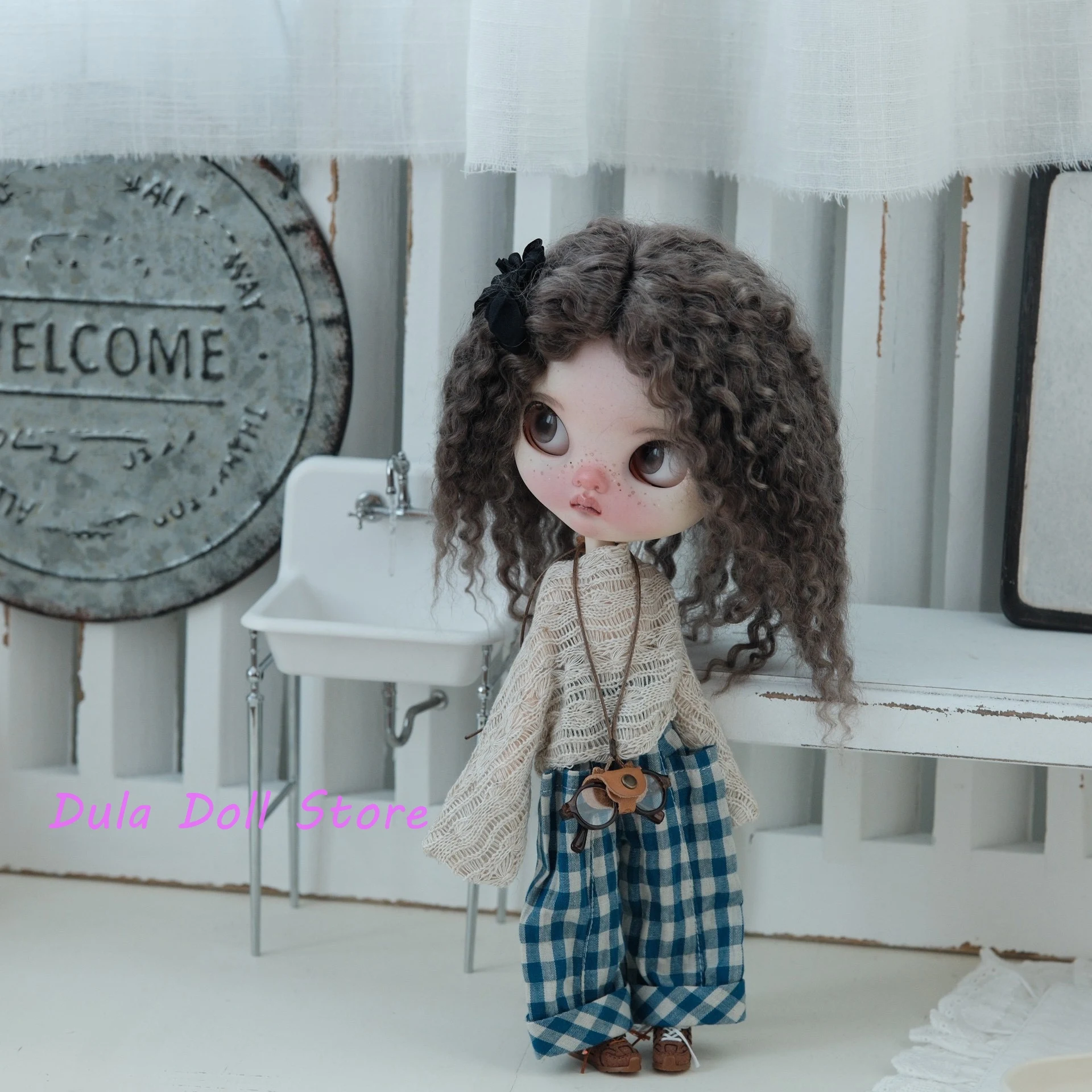 Ropa de muñeca Dula, top de punto minimalista de estilo callejero y pantalones a cuadros, conjunto Blythe ob24 ob22 ICY JerryB 1/6, accesorios para muñecas Bjd
