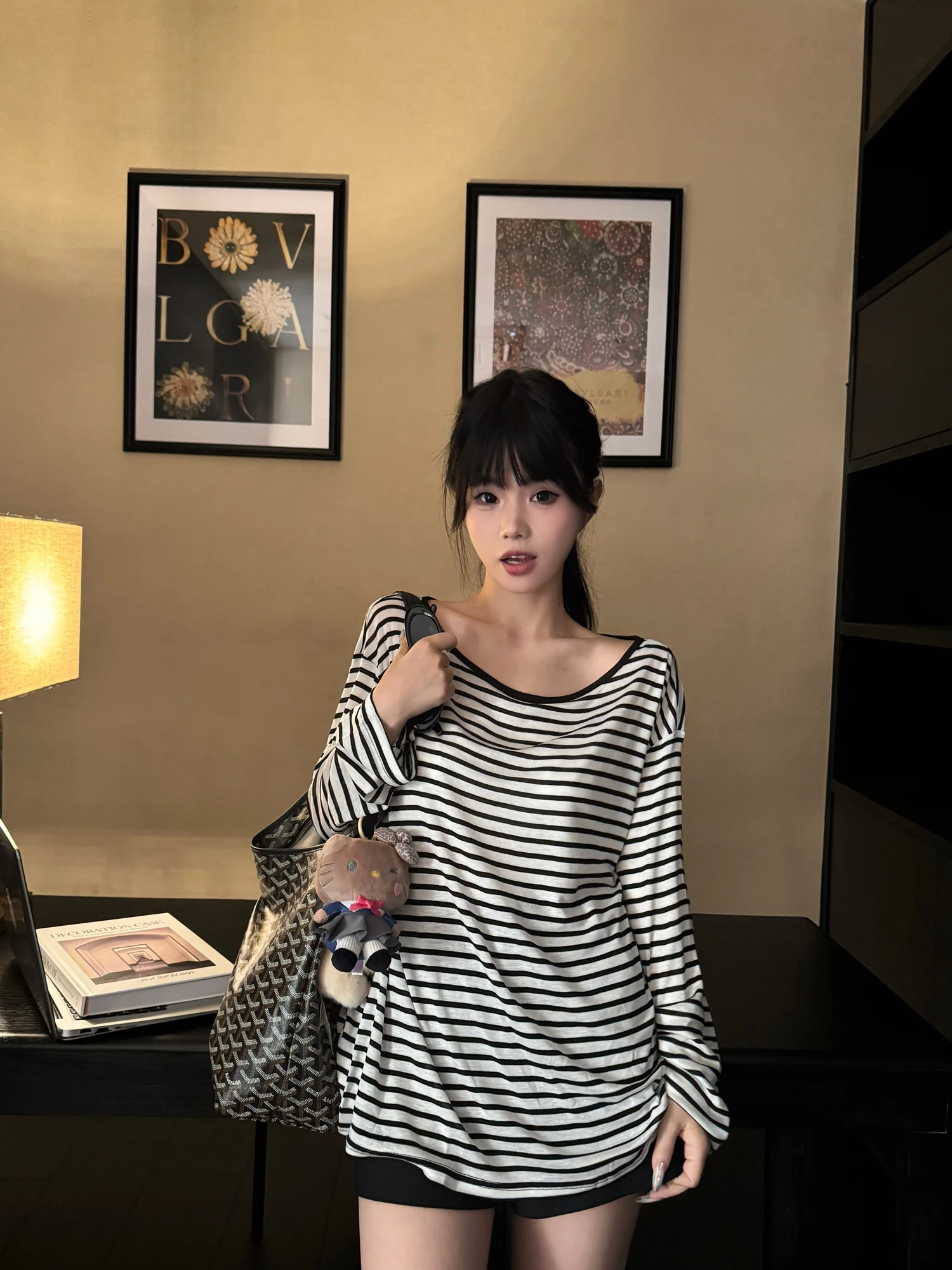 

Защита от солнца, повседневная женская футболка свободного покроя, легкая длинная футболка в полоску све, круглая, впитывающая пот, корейский слэ