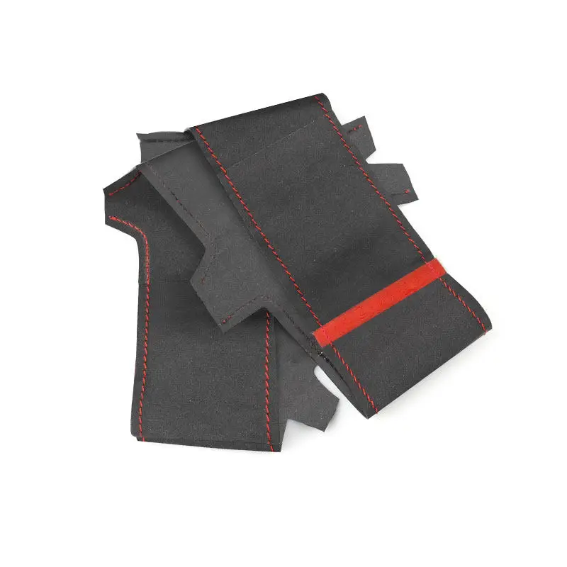 Car Steering Wheel Cover For Toyota Land Cruiser Prado 120 Tacoma 4Runner Hilux Tundra Sienna Lexus LS400 Suede Leather Red Line