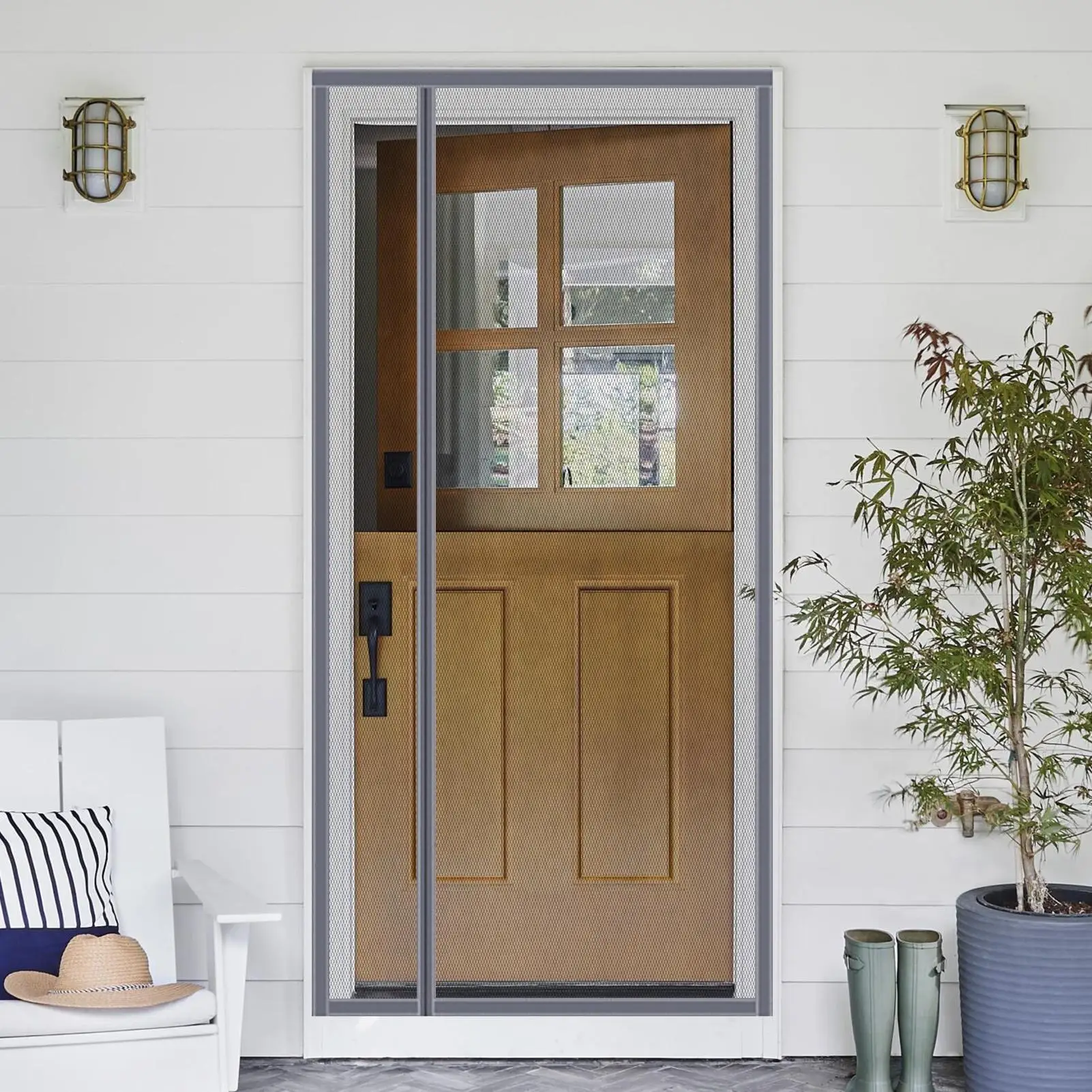 

Магнитный экран, сетка для бокового открытия двери, автоматическое уплотнение, сверхмощная сетка для наружного патио, дома, дверного проема, крыльца, квартиры, балкона, сада