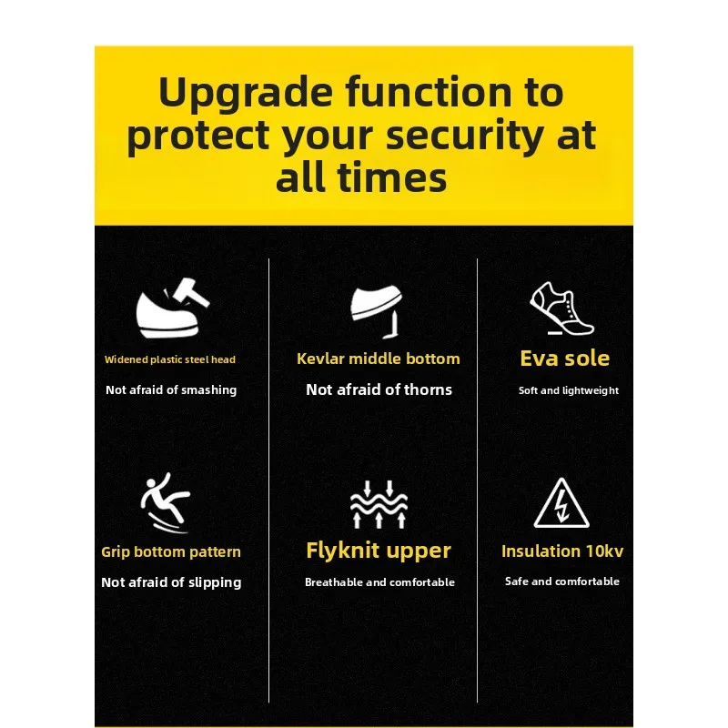 أحذية رجالية لحماية العمل مضادة للتحطيم ومضادة للثقب وخفيفة الوزن ومسامية ومقاومة للاهتراء، أحذية عمل آمنة #3