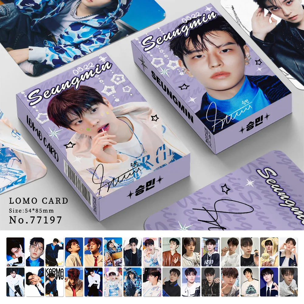 SKZOO رائجة البيع 30 قطعة STRAYKIDS بطاقات LOMO على الوجهين فيليكس هان جي سونغ في بطاقة المعايدة للصور مجموعة Kpop الطرفية