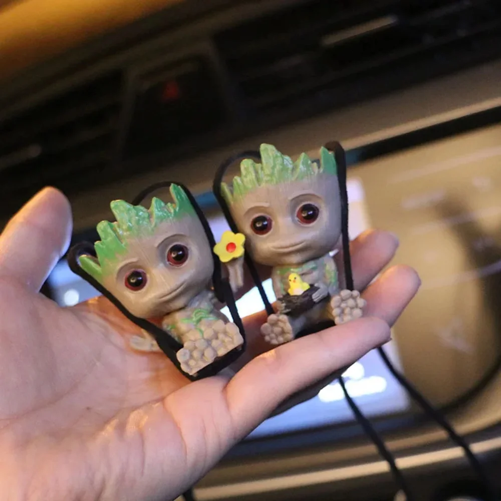 New Car Decoration Swing Mirror Pendant Miniature Model Groot Swing Tree Man Ornament Cartoon Home Decor Small Pendant