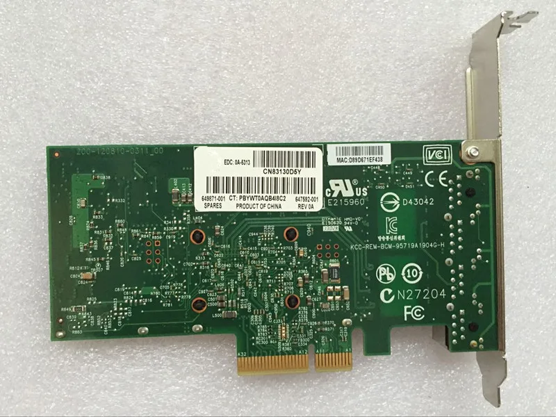 331T 647594-B21 649871-001   Quad Port 1G Gigabit Ethernet Network Adapter with full profile